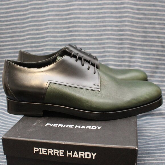 Pierre Hardy Black Calf and Olive Cordovan Leather Oxfords main image 12